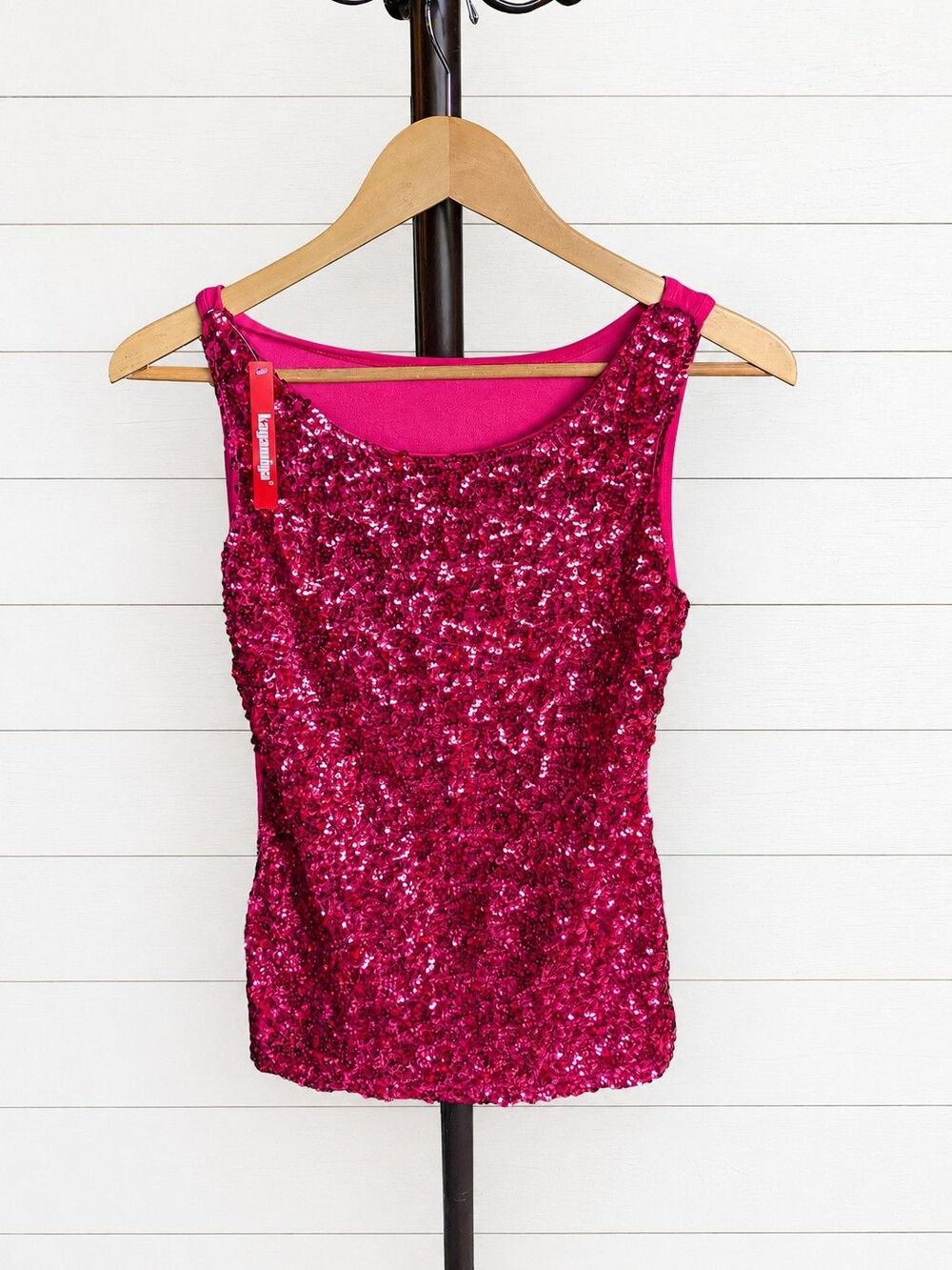 Kayamiga NWT Fuschia Sequin Stretchy Tank  L